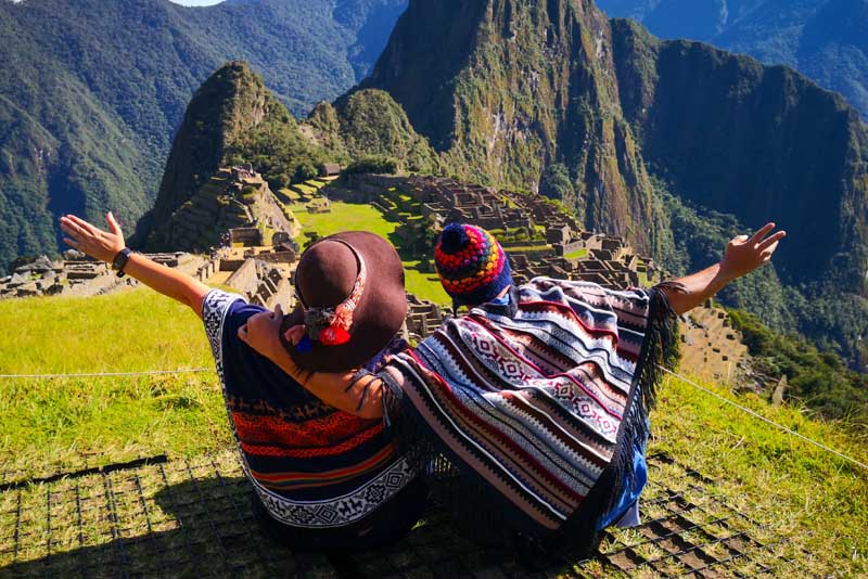 Image of two travellers enjoying the sights of Peru.